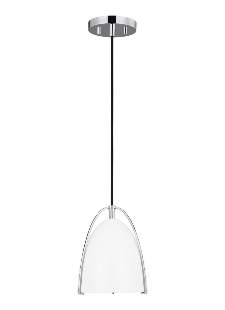 Norman modern 1-light LED indoor dimmable mini ceiling hanging single pendant light in chrome silver