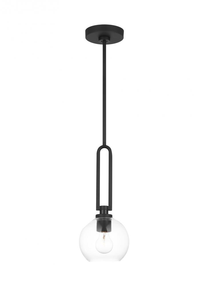 Codyn contemporary 1-light indoor dimmable mini pendant in midnight black finish with clear glass sh
