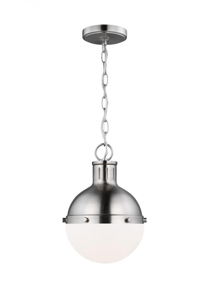 Hanks transitional 1-light LED indoor dimmable mini ceiling hanging single pendant light in brushed