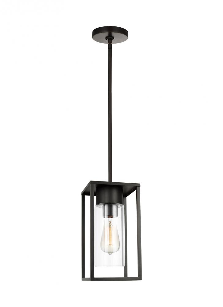 Vado modern 1-light outdoor pendant lantern in antique bronze finish with clear glass shade
