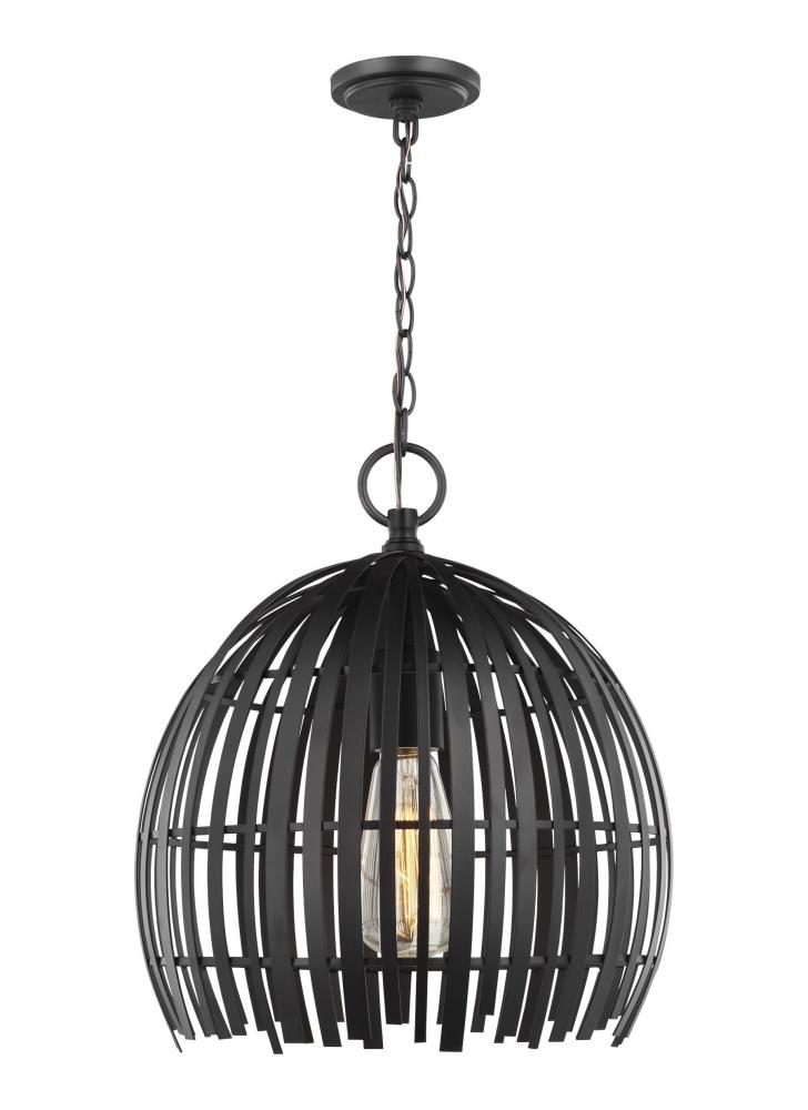 Hanalei contemporary small 1-light indoor dimmable pendant hanging chandelier light in midnight blac