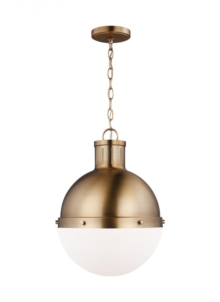 Hanks transitional 1-light LED indoor dimmable medium ceiling hanging single pendant light in satin