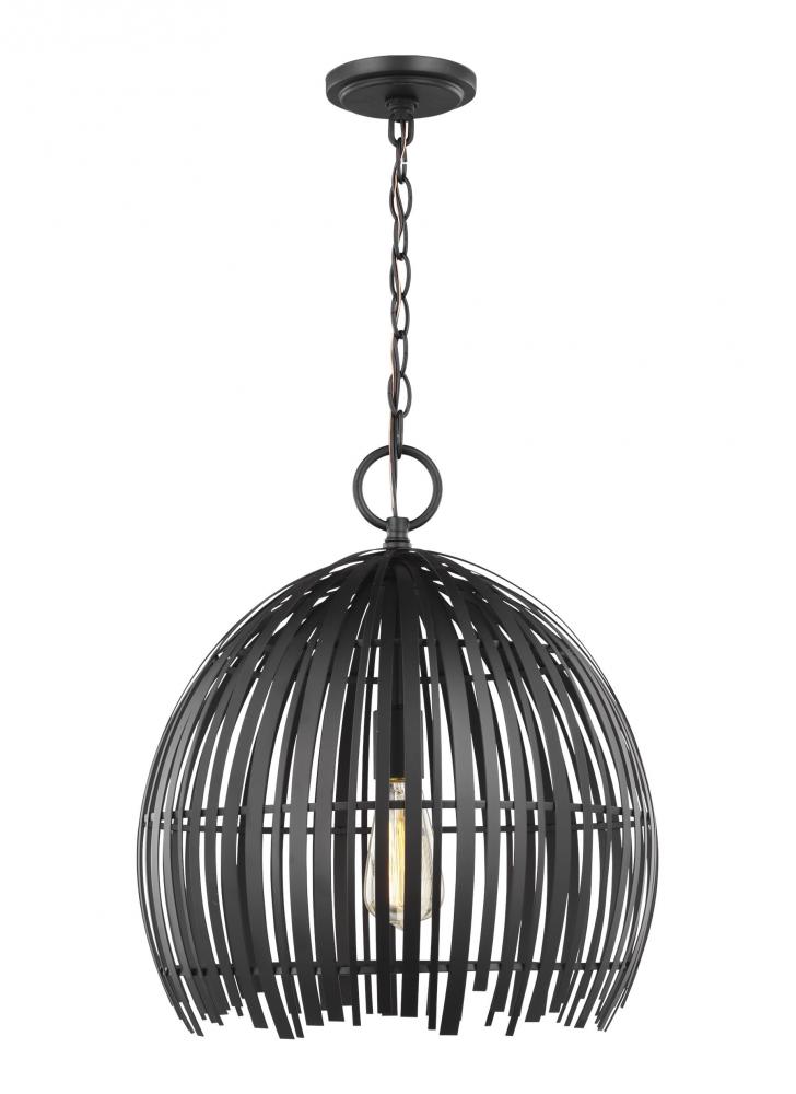 Hanalei contemporary medium 1-light indoor dimmable pendant hanging chandelier light in midnight bla
