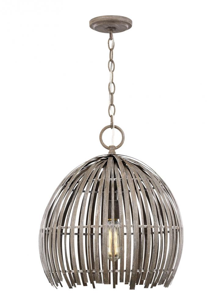 Hanalei contemporary medium 1-light indoor dimmable pendant hanging chandelier light in washed pine