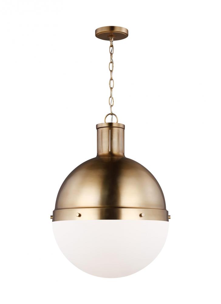 Hanks transitional 1-light indoor dimmable large ceiling hanging single pendant light in satin brass
