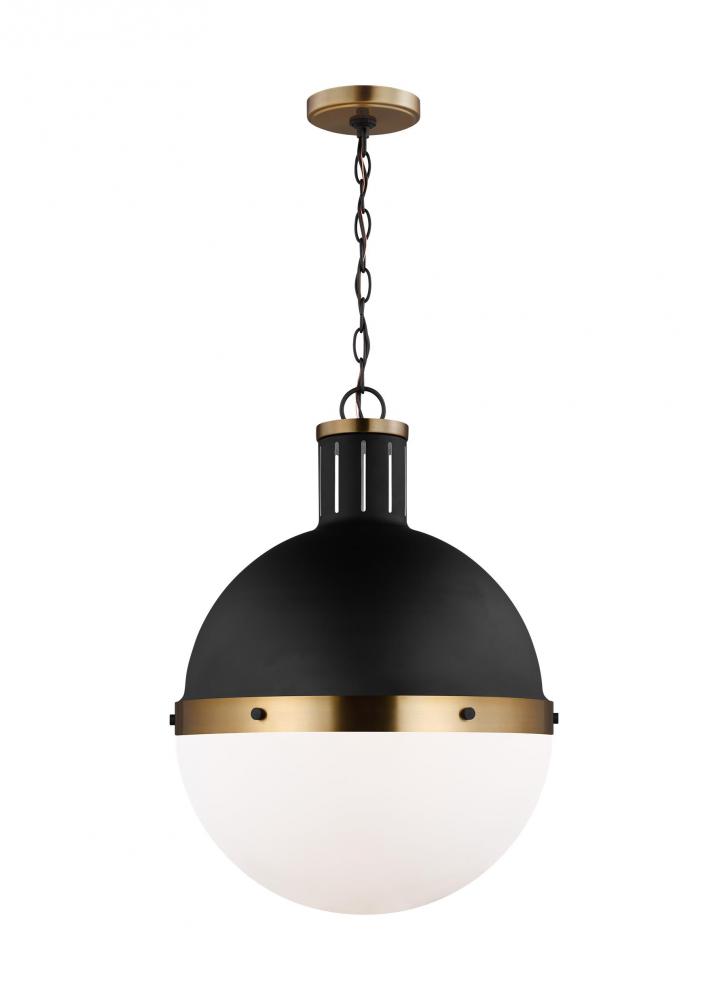 Hanks transitional 1-light LED indoor dimmable large ceiling hanging single pendant light in midnigh