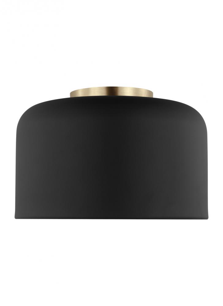 Malone transitional 1-light indoor dimmable small ceiling flush mount in midnight black finish with