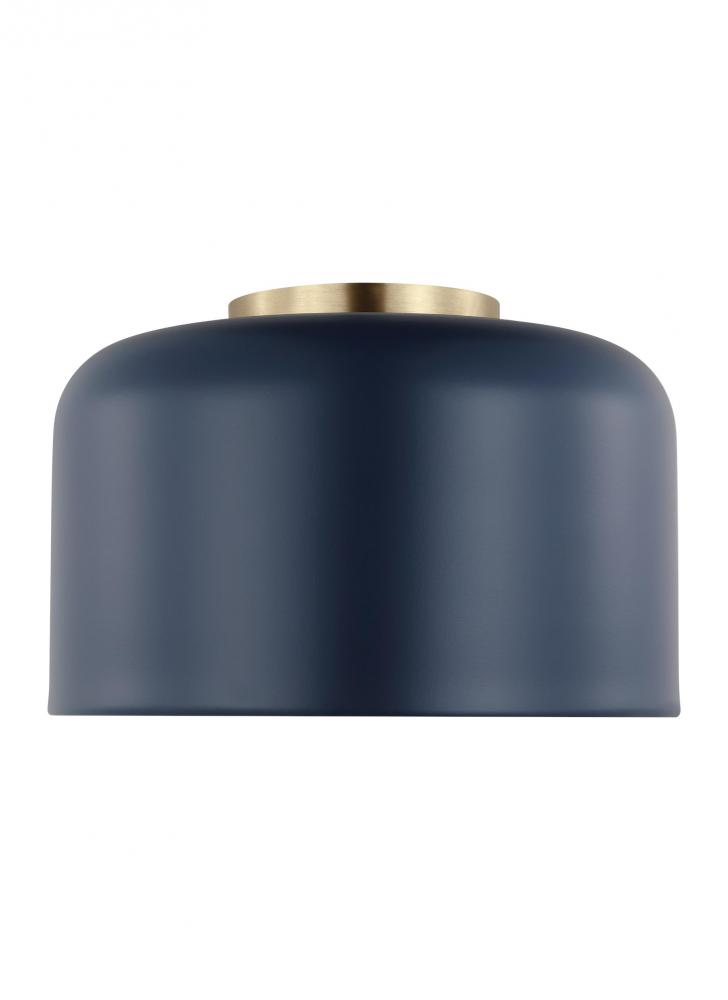 Malone transitional 1-light indoor dimmable small ceiling flush mount in navy finish with navy steel