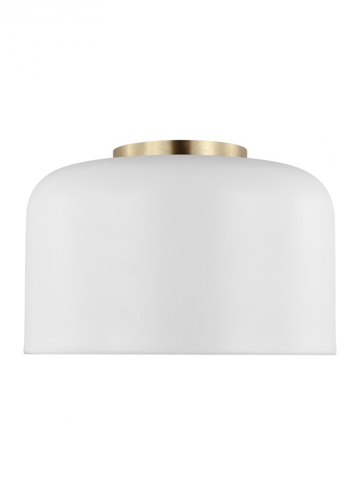 Malone transitional 1-light LED indoor dimmable small ceiling flush mount in matte white finish with
