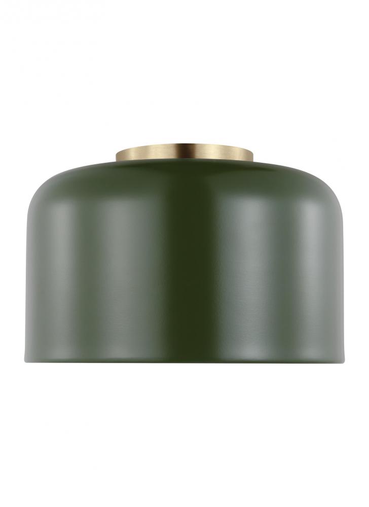 Malone transitional 1-light LED indoor dimmable small ceiling flush mount in olive finish with olive
