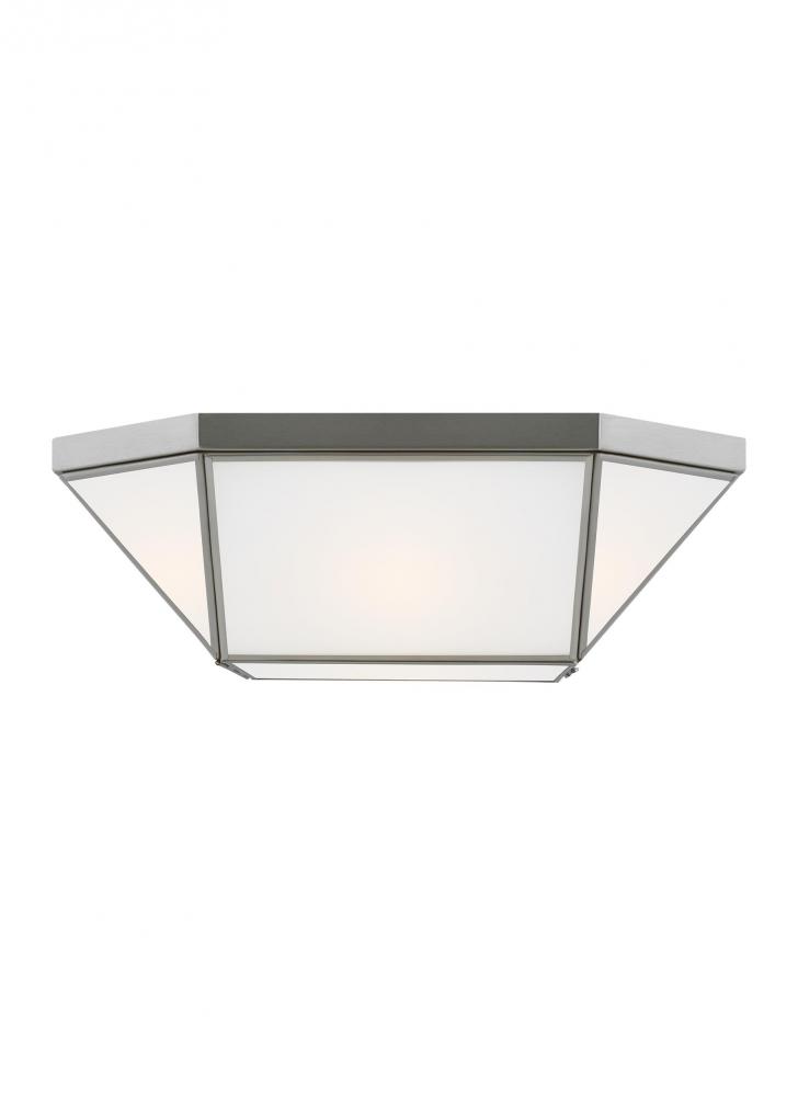 Morrison modern 2-light indoor dimmable ceiling flush mount in brushed nickel silver finish with smo