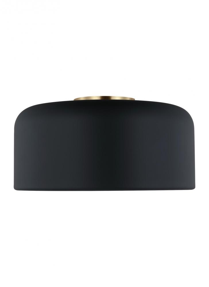 Malone transitional 1-light indoor dimmable medium ceiling flush mount in midnight black finish with
