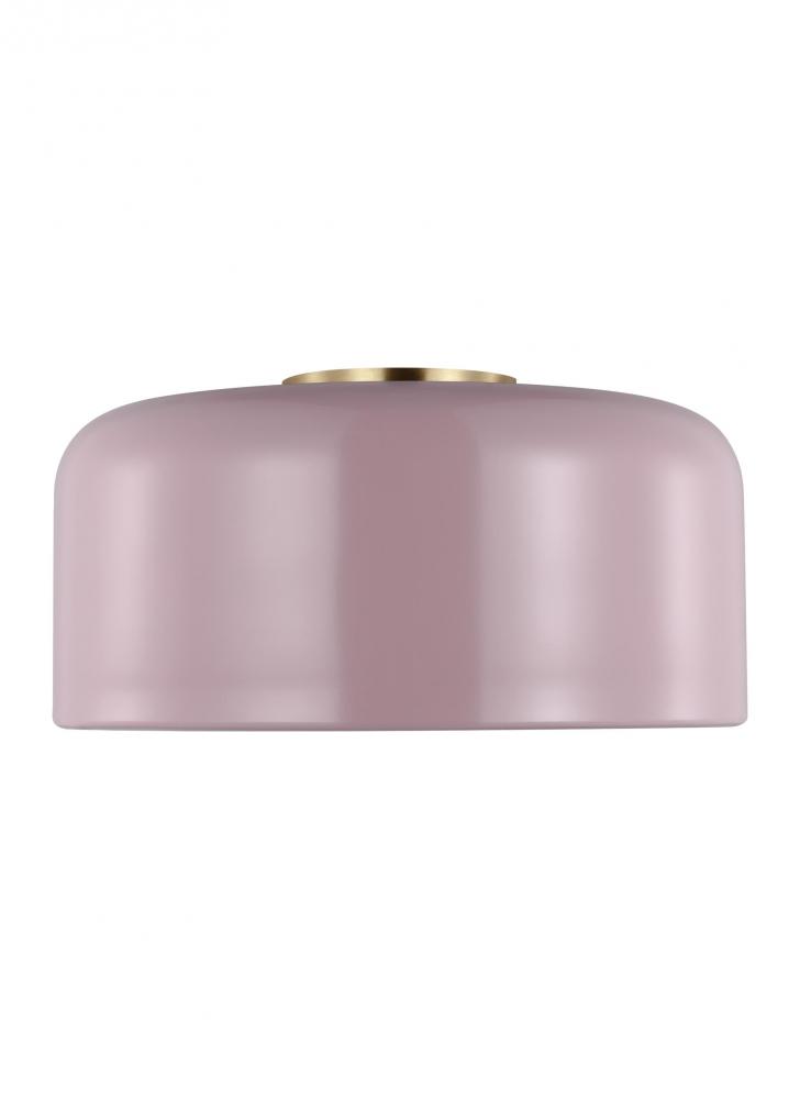 Malone transitional 1-light indoor dimmable medium ceiling flush mount in rose finish with rose stee