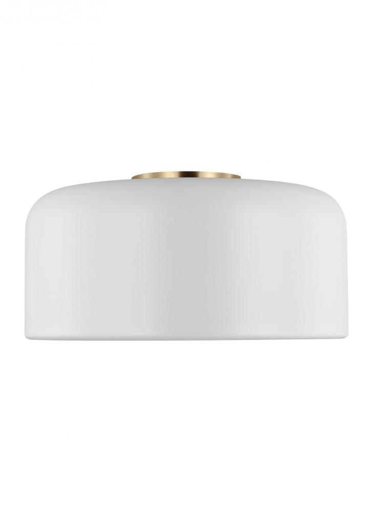 Malone transitional 1-light LED indoor dimmable medium ceiling flush mount in matte white finish wit