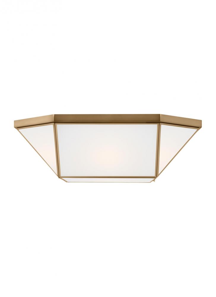 Morrison modern 4-light indoor dimmable ceiling flush mount in satin brass gold finish with smooth w