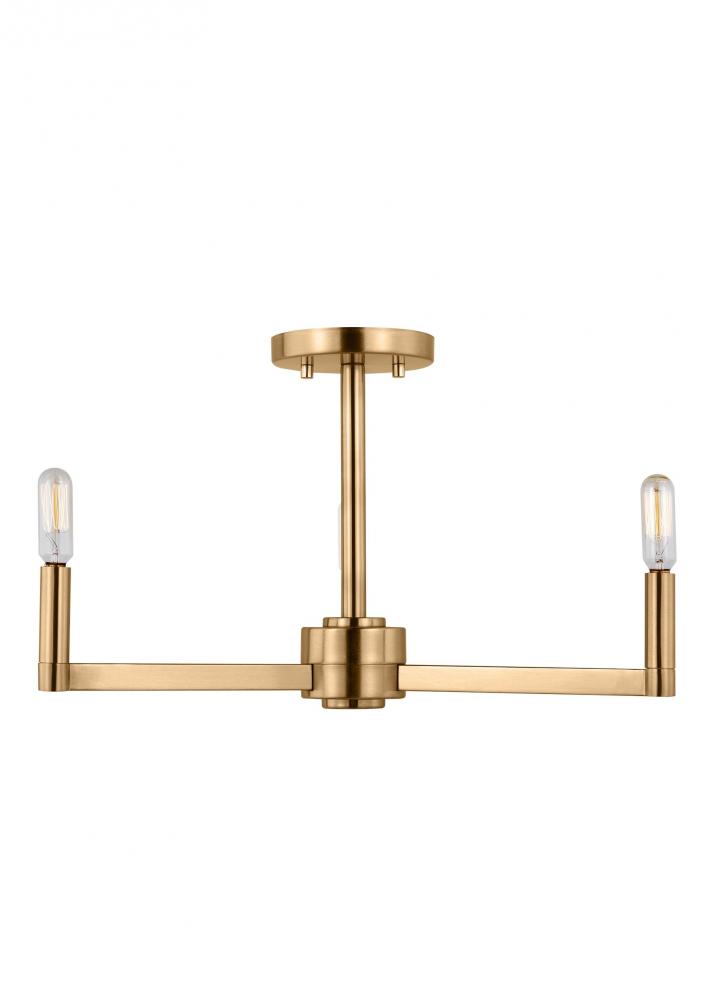 Fullton modern 3-light indoor dimmable semi-flush mount in satin brass gold finish