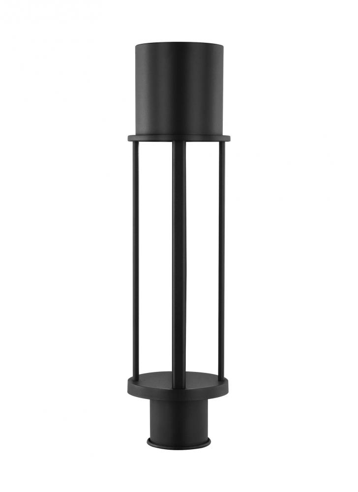 Union modern LED outdoor exterior open cage post lantern light in black finish