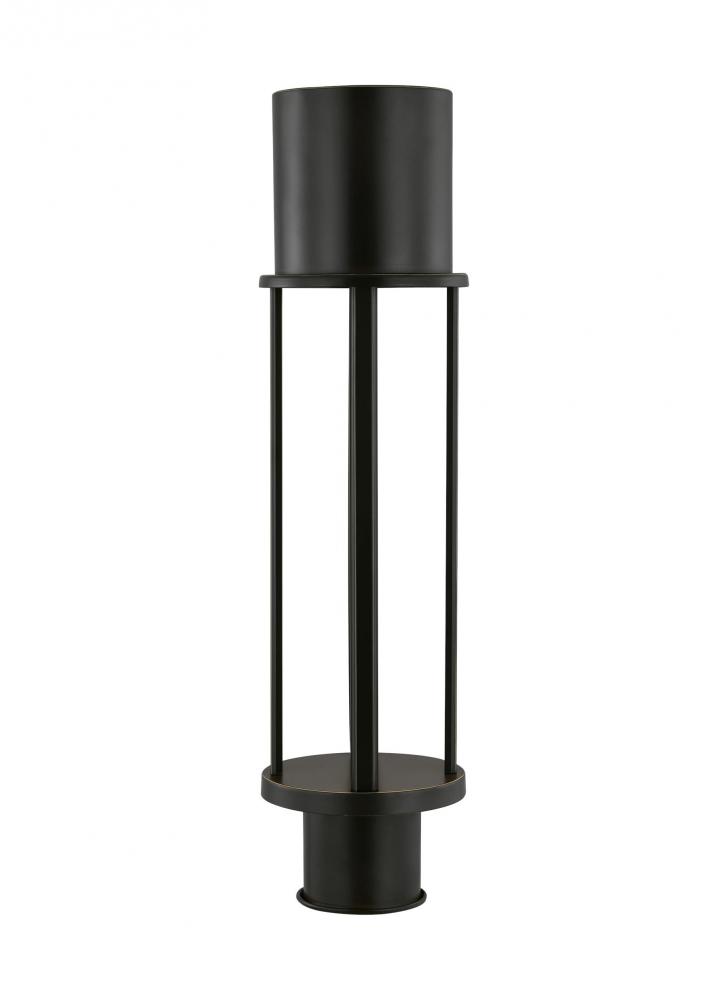 Union modern LED outdoor exterior open cage post lantern light in antique bronze finish