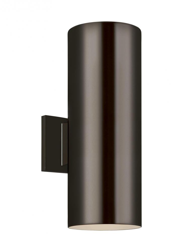 Outdoor Cylinders transitional 2-light outdoor exterior small wall lantern sconce in bronze finish w