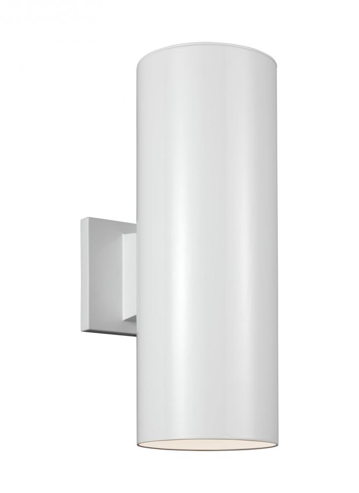 Outdoor Cylinders transitional 2-light outdoor exterior small wall lantern sconce in white finish wi