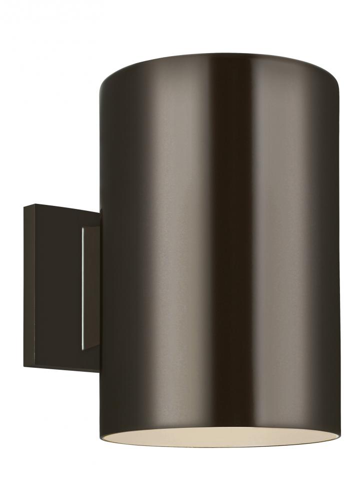 Outdoor Cylinders transitional 1-light LED outdoor exterior large wall lantern sconce in bronze fini