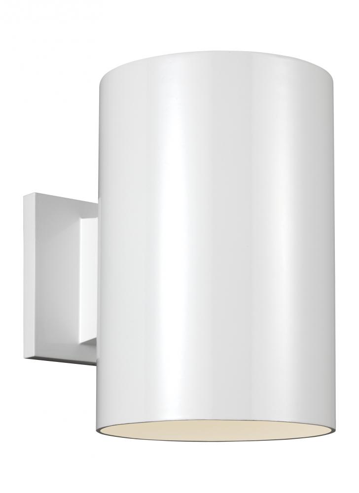 Outdoor Cylinders transitional 1-light LED outdoor exterior large wall lantern sconce in white finis
