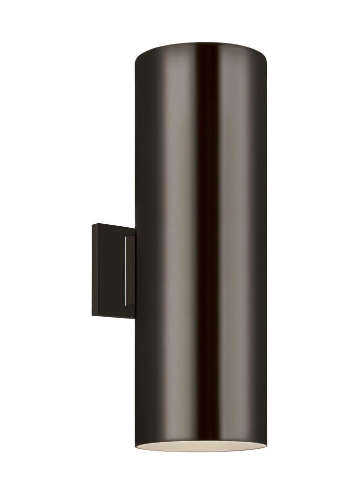 Outdoor Cylinders transitional 2-light outdoor exterior large wall lantern sconce in bronze finish w