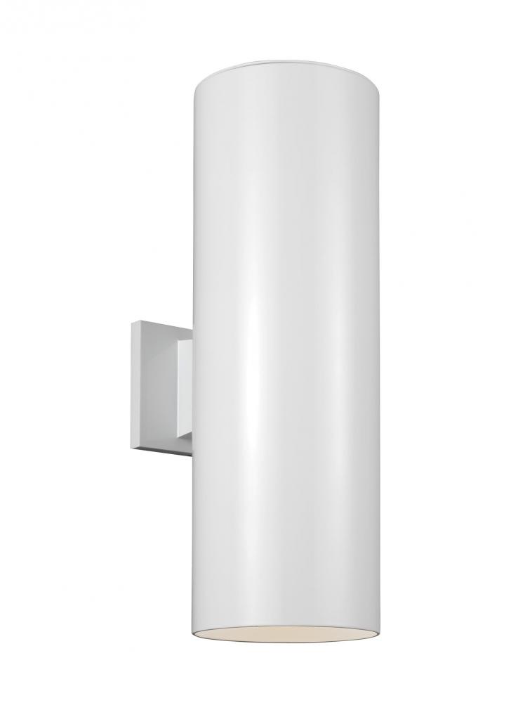Outdoor Cylinders transitional 2-light outdoor exterior large wall lantern sconce in white finish wi