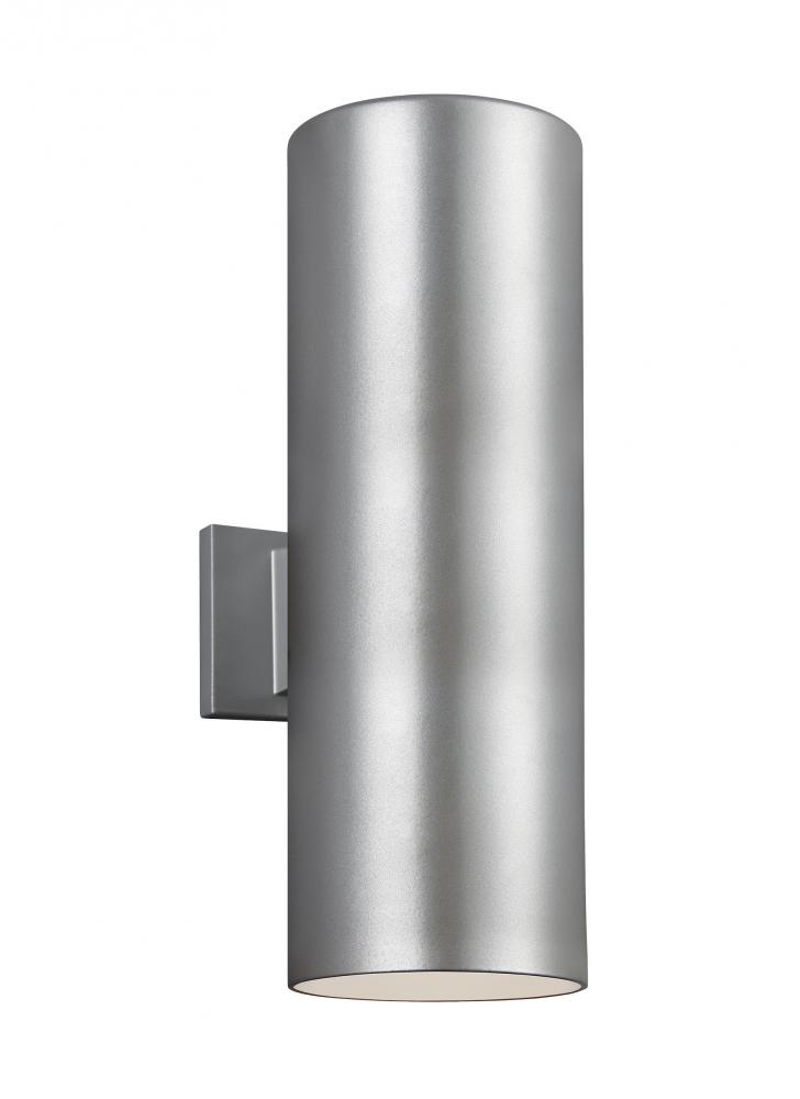 Outdoor Cylinders transitional 2-light outdoor exterior large wall lantern sconce in painted brushed