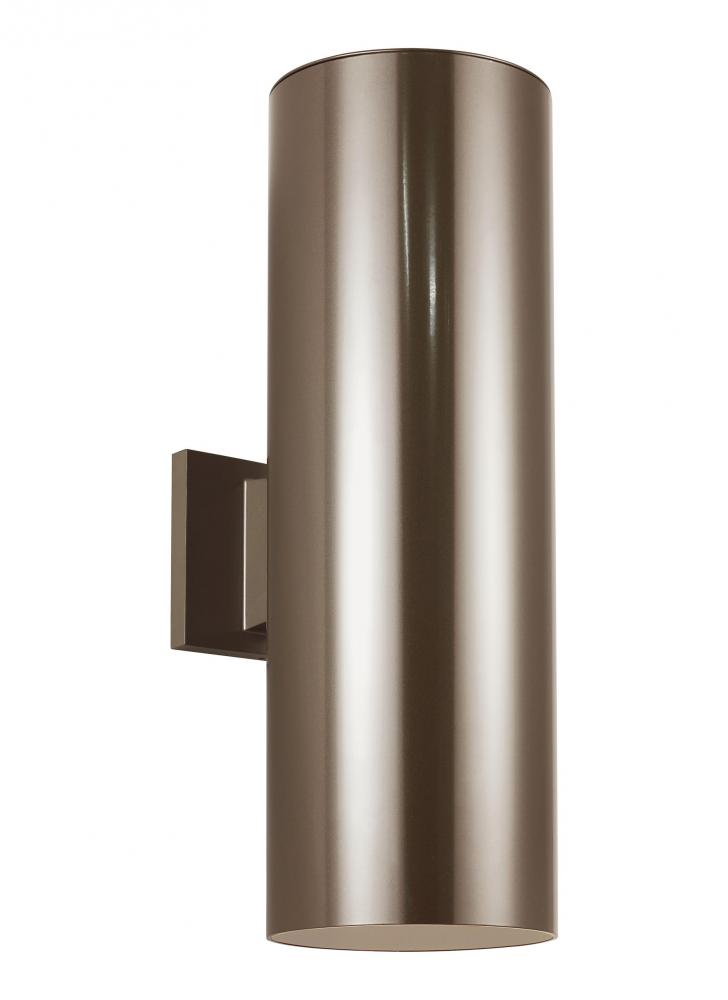 Outdoor Cylinders transitional 2-light integrated LED outdoor exterior large wall lantern sconce in