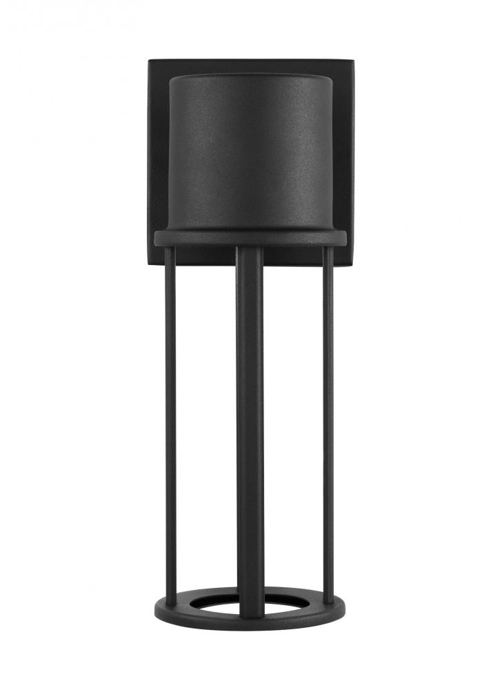 Union modern LED outdoor exterior small open cage wall lantern in black finish