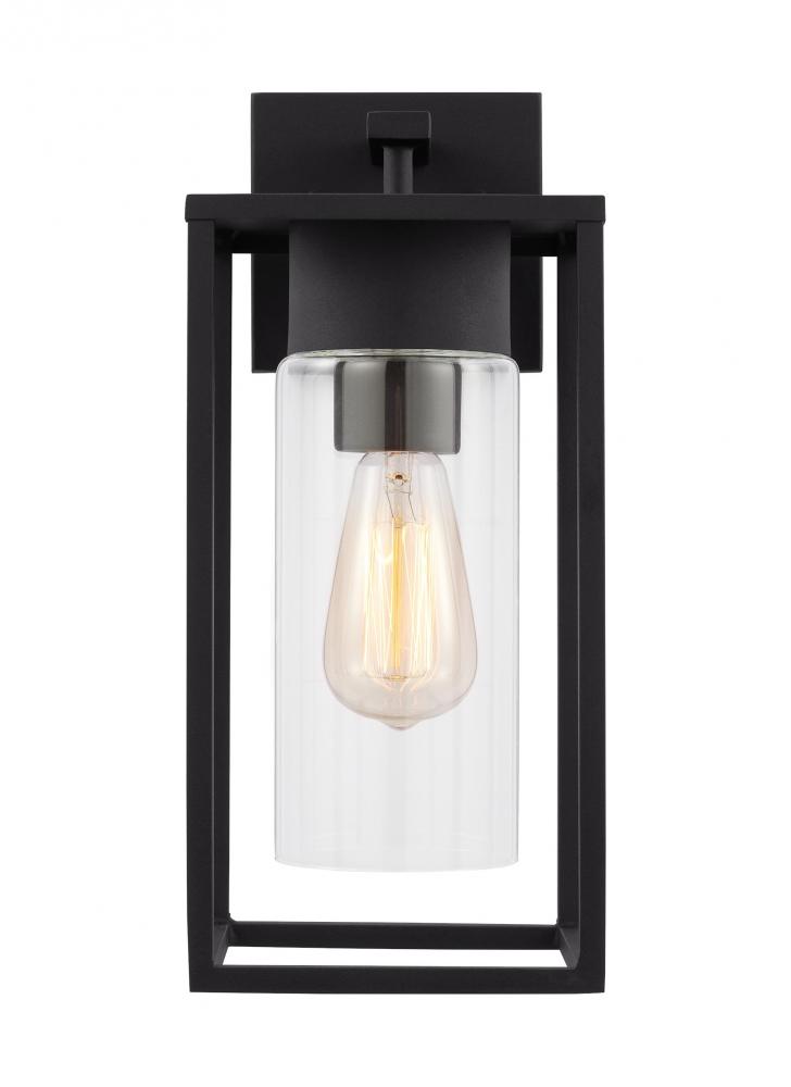 Vado modern 1-light outdoor medium wall lantern in black finish with clear glass panels