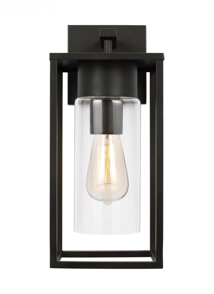 Vado modern 1-light outdoor medium wall lantern in antique bronze finish with clear glass panels
