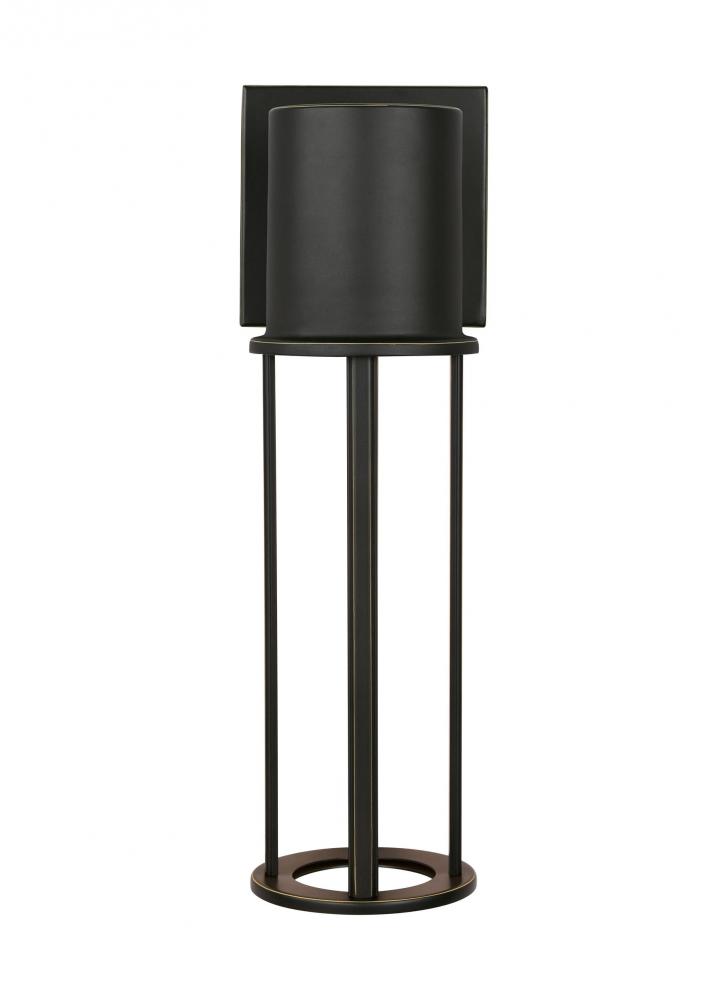 Union modern LED outdoor exterior medium open cage wall lantern in antique bronze finish
