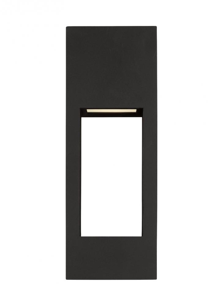 Testa modern 2-light LED outdoor exterior medium wall lantern in black finish with satin etched glas
