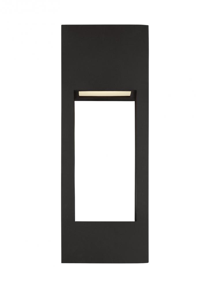 Testa modern 2-light LED outdoor exterior large wall lantern in black finish with satin etched glass