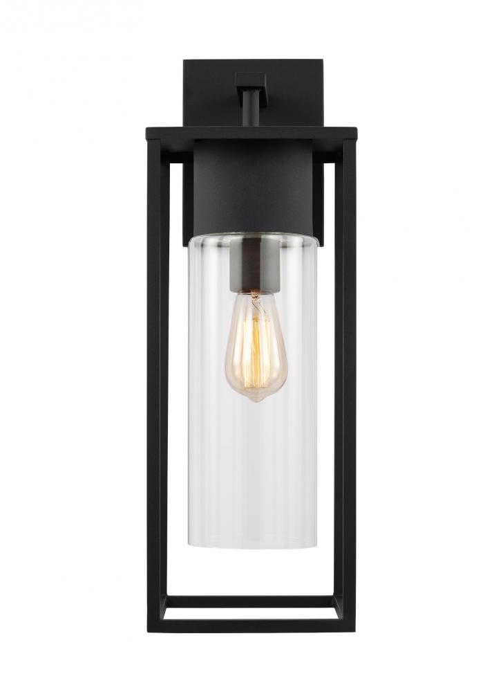 Vado modern 1-light outdoor extra-large wall lantern in black finish with clear glass panels