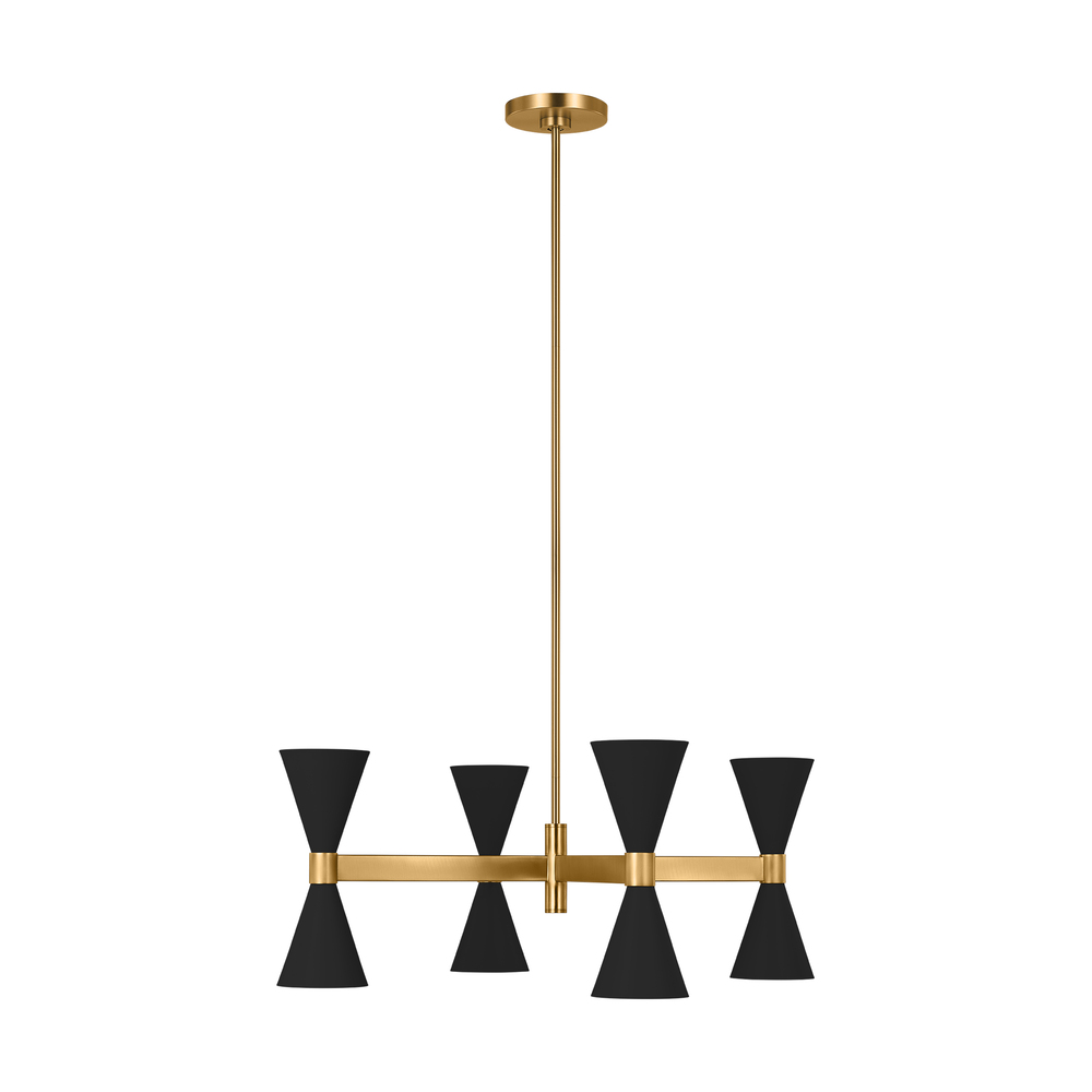 Albertine mid-century modern 8-light indoor dimmable extra large ceiling chandelier in midnight blac