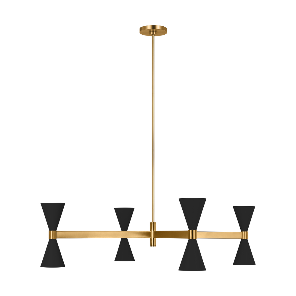 Albertine mid-century modern 8-light indoor dimmable large ceiling chandelier in midnight black fini