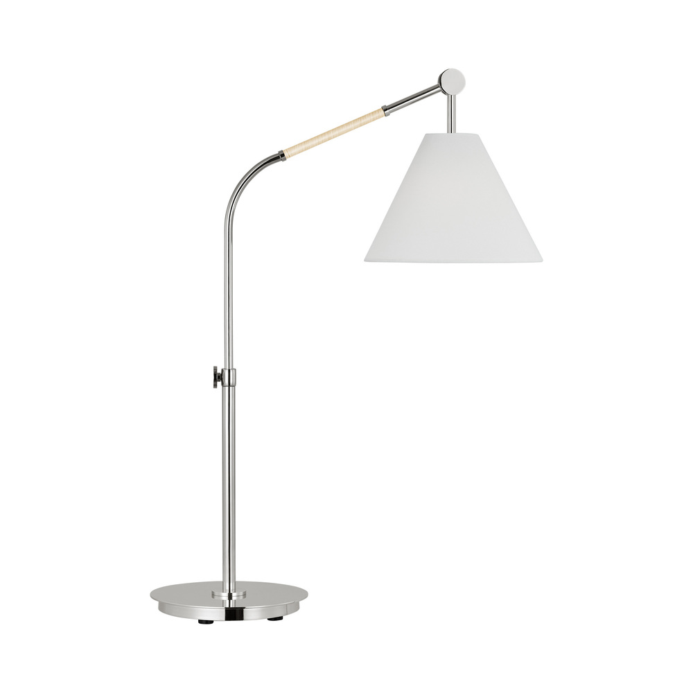 Remy transitional 1-light LED large indoor task table lamp in polished nickel silver finish with whi