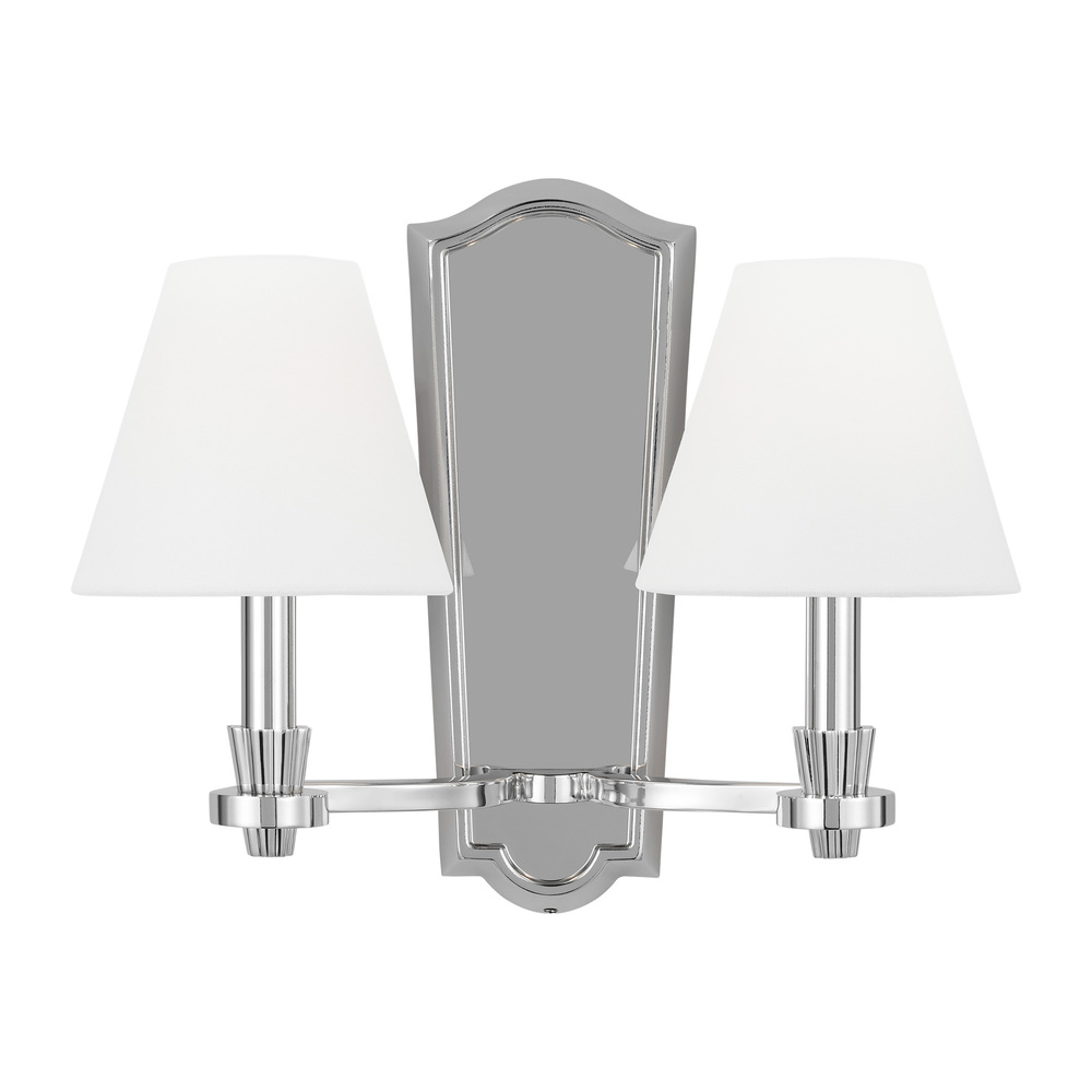 Paisley transitional dimmable indoor 2-light wall sconce fixture in a polished nickel finish with wh