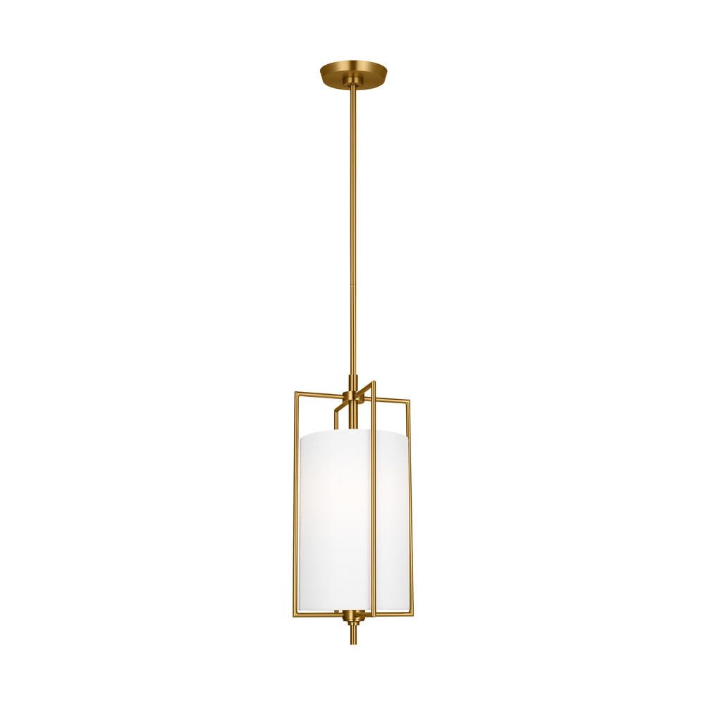 Perno midcentury 1-light indoor dimmable small hanging shade ceiling pendant in burnished brass gold