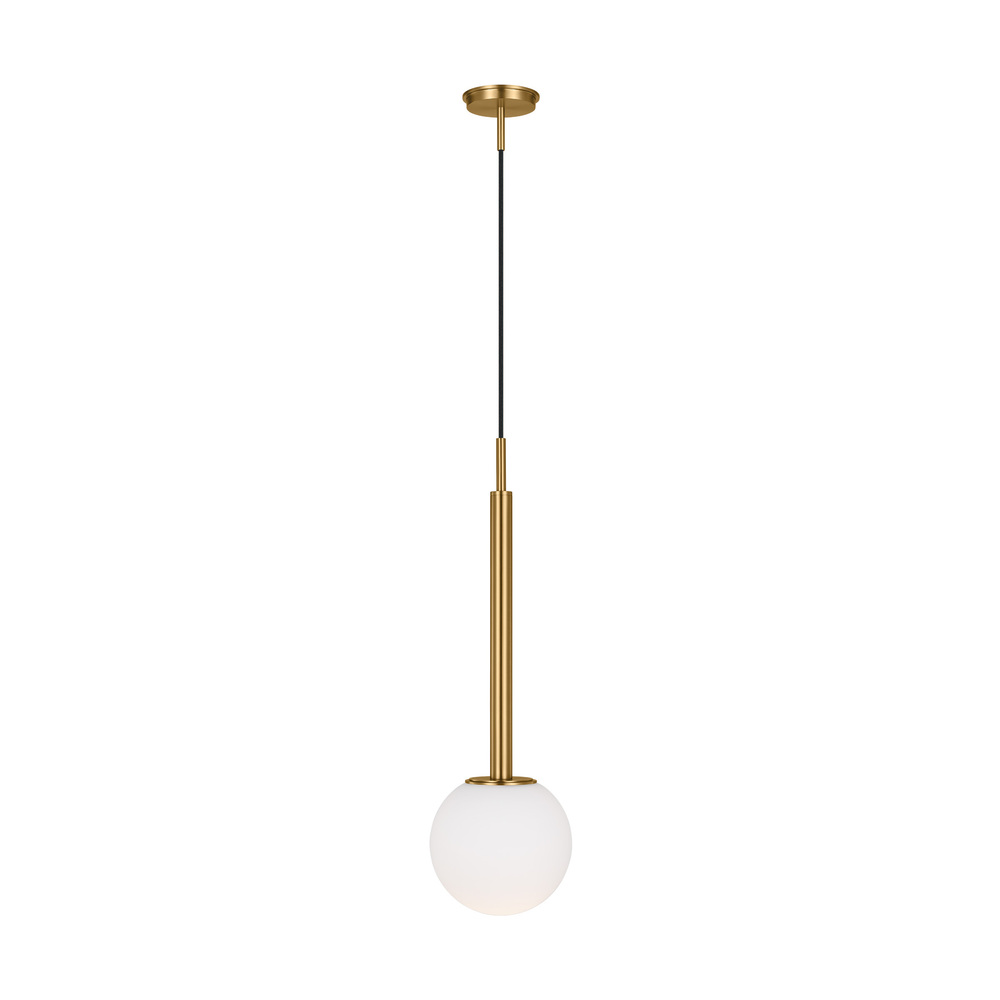 Nodes contemporary 1-light indoor dimmable large ceiling hanging pendant in burnished brass gold fin