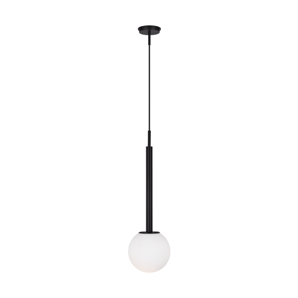 Nodes contemporary 1-light indoor dimmable large ceiling hanging pendant in midnight black finish wi