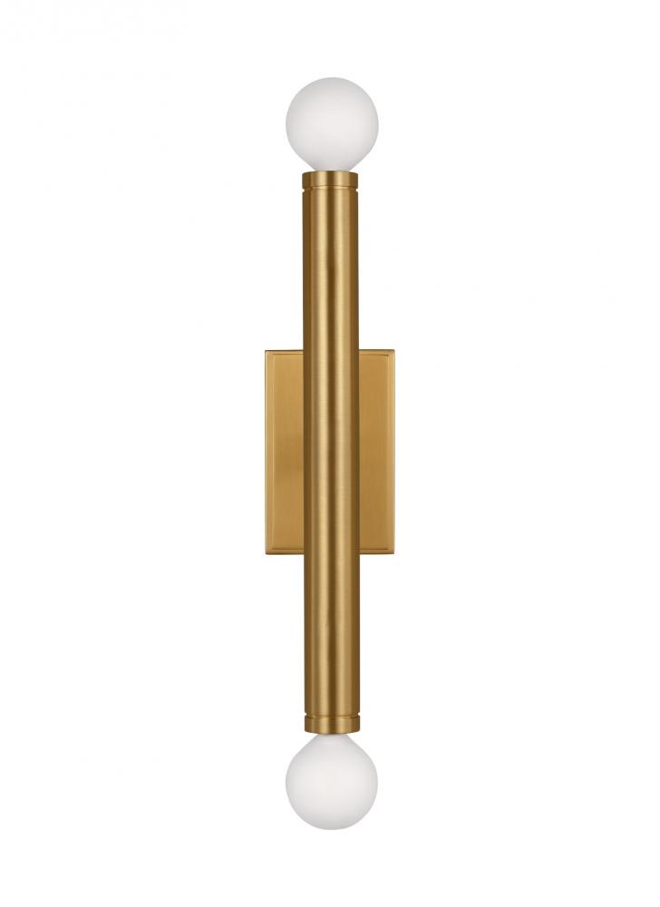 Beckham Modern contemporary 2-light indoor dimmable medium wall sconce in burnished brass gold finis