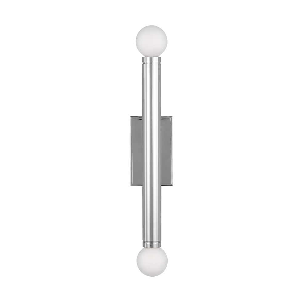 Beckham Modern contemporary 2-light indoor dimmable medium wall sconce in polished nickel silver fin
