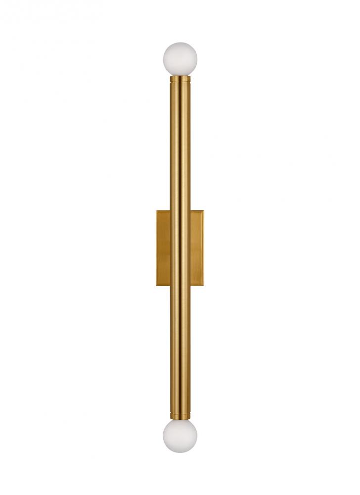 Beckham Modern contemporary 2-light indoor dimmable large wall sconce in burnished brass gold finish