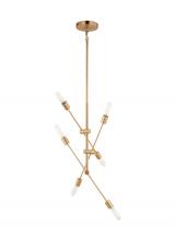 Studio Co. VC 3100506-848 - Axis modern 6-light indoor dimmable medium chandelier in satin brass gold finish