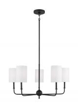 Studio Co. VC 3109305-112 - Foxdale transitional 5-light indoor dimmable chandelier in midnight black finish with white linen fa