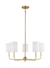 Studio Co. VC 3109305-848 - Foxdale transitional 5-light indoor dimmable chandelier in satin brass gold finish with white linen